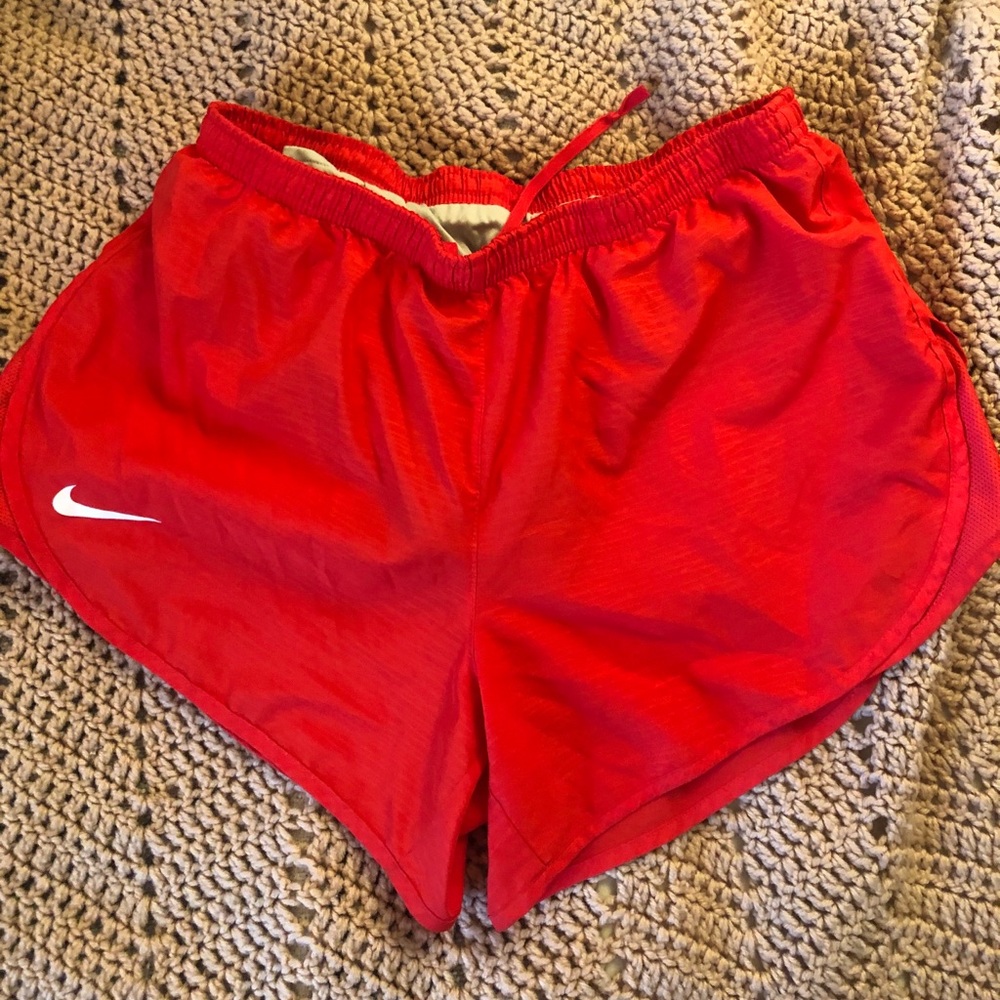 bright red nike running shorts